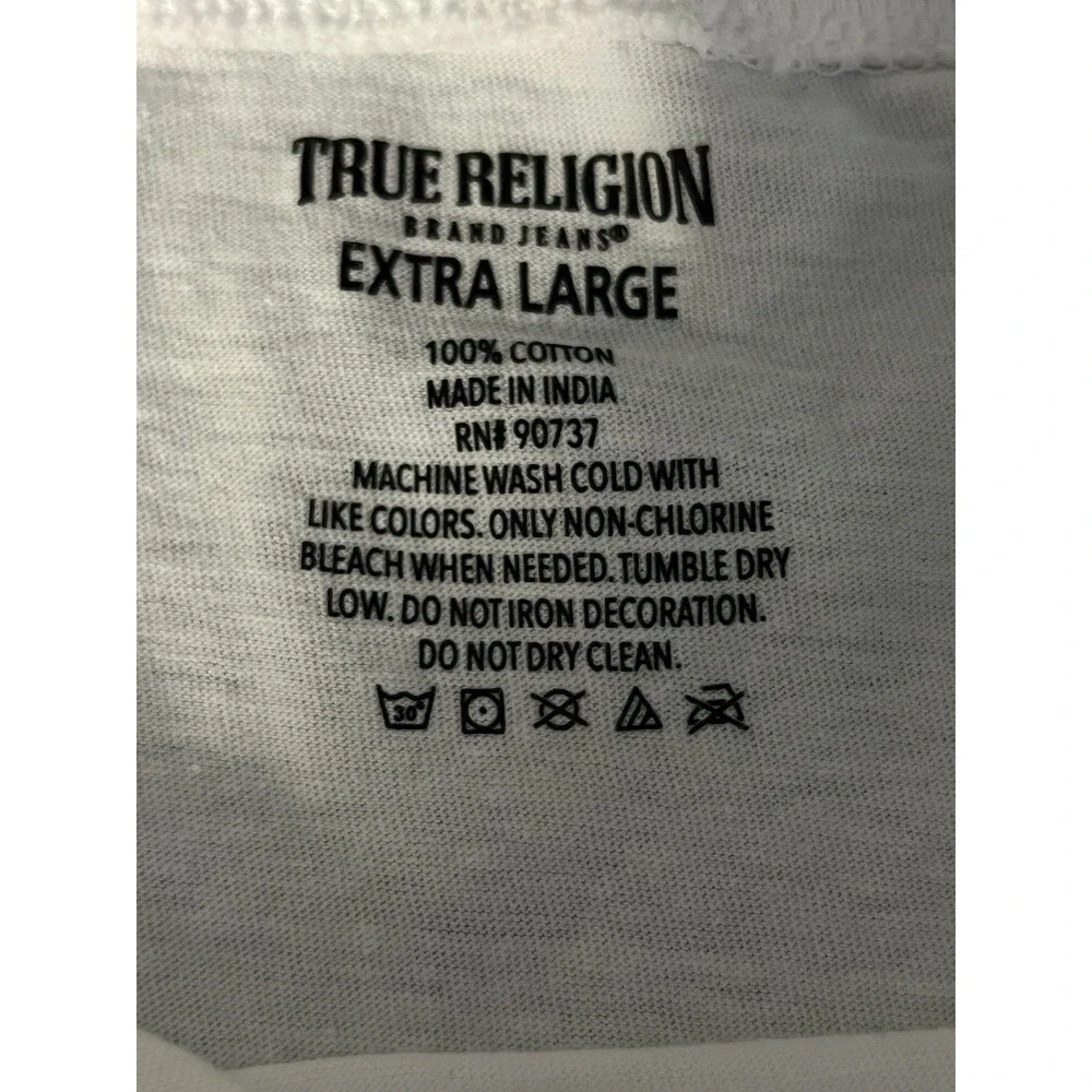 True Religion Shirt Mens XL White Short Sleeve Casual T Shirt Basic Gold Logo
